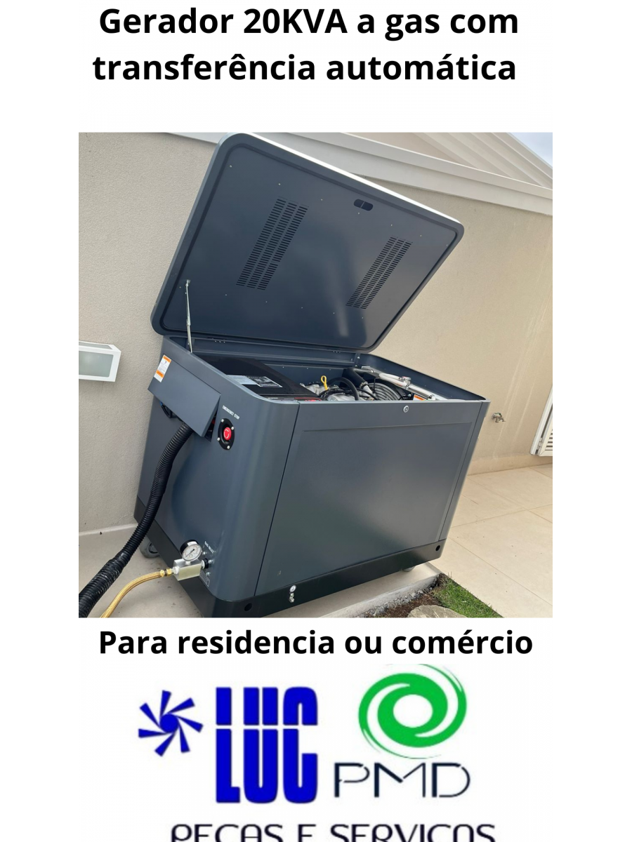 Gerador 20KVA a gas com transferência automática 